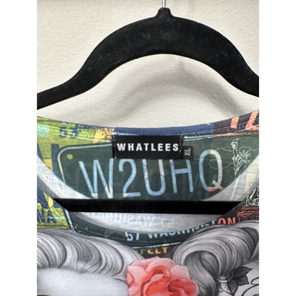 WHATLEES‎ Marilyn Monroe Tattoo License Plate Graphic T-Shirt XL - Picture 2 of 7